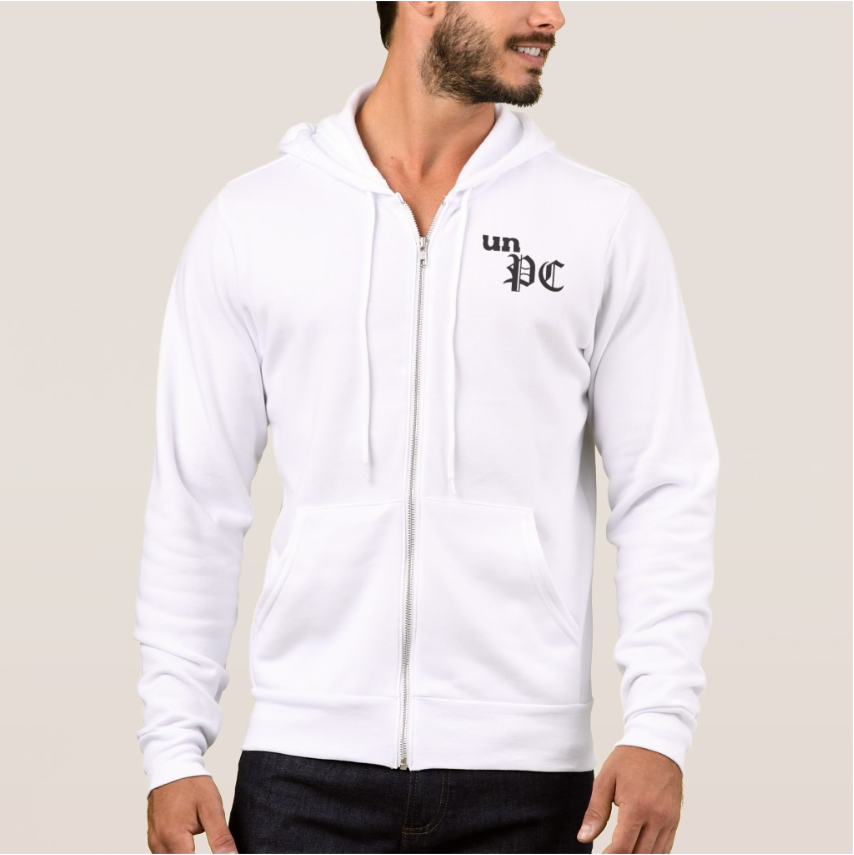 UnPC Men’s ZipUp Hoodie (White) Unpolitically Correct